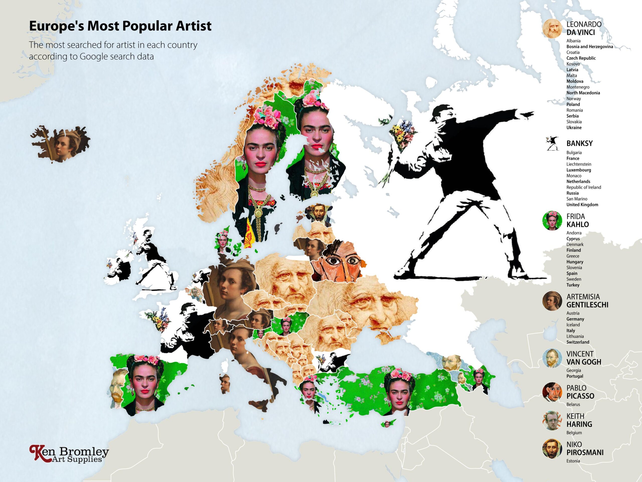 The Most Googled Artist in Every Country in the World Ken Bromley Art