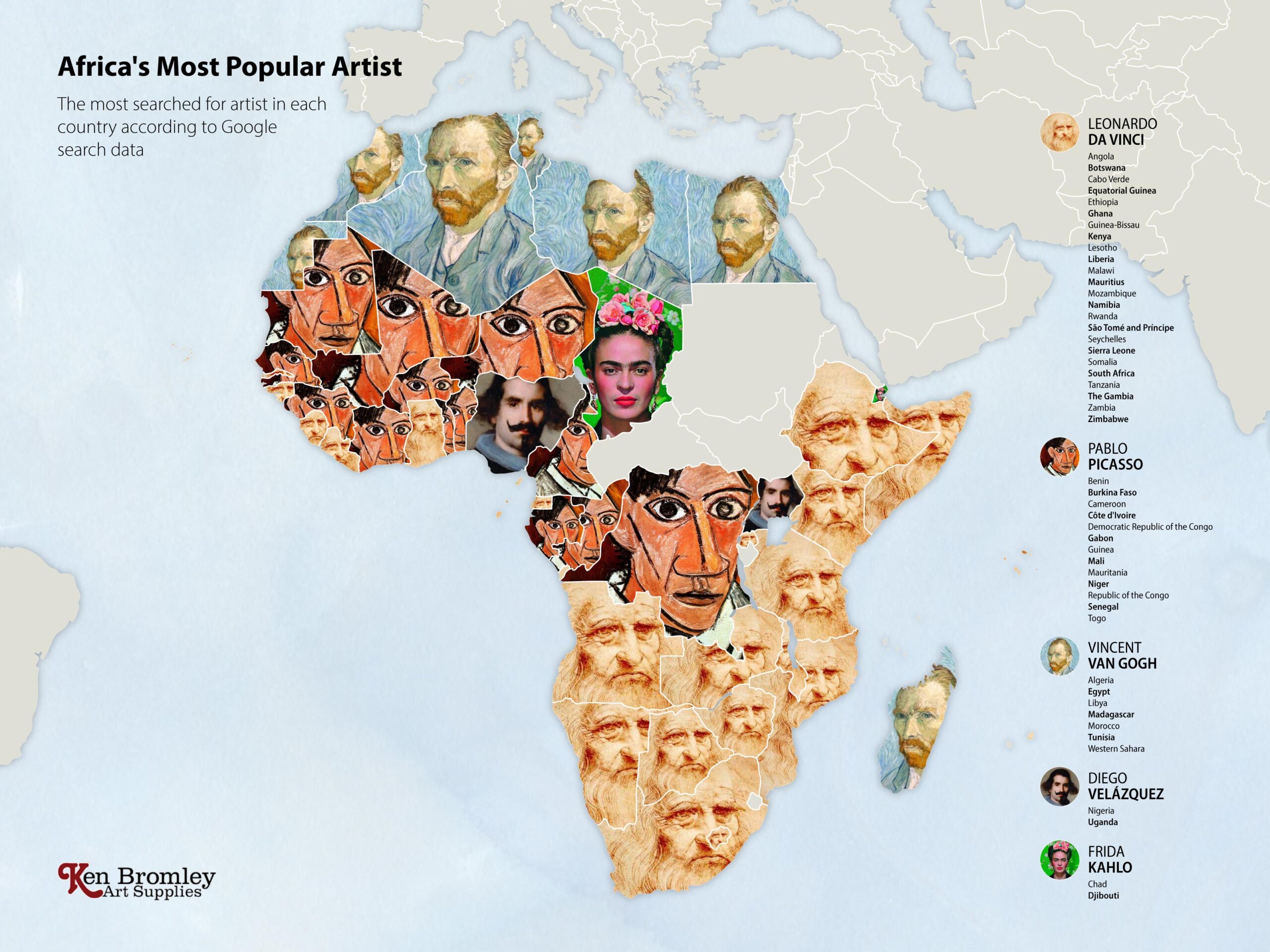 The Most Googled Artist in Every Country in the World Ken Bromley Art