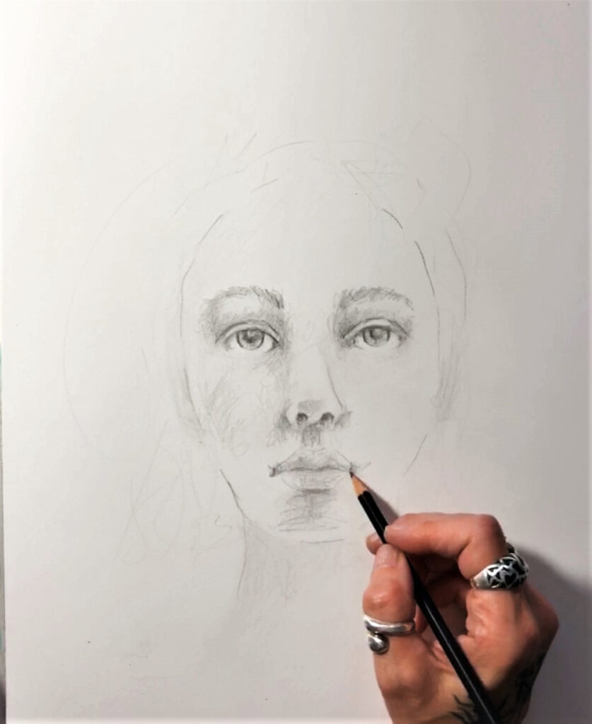 A girl is studying - Step by step Pencil Sketch for beginners