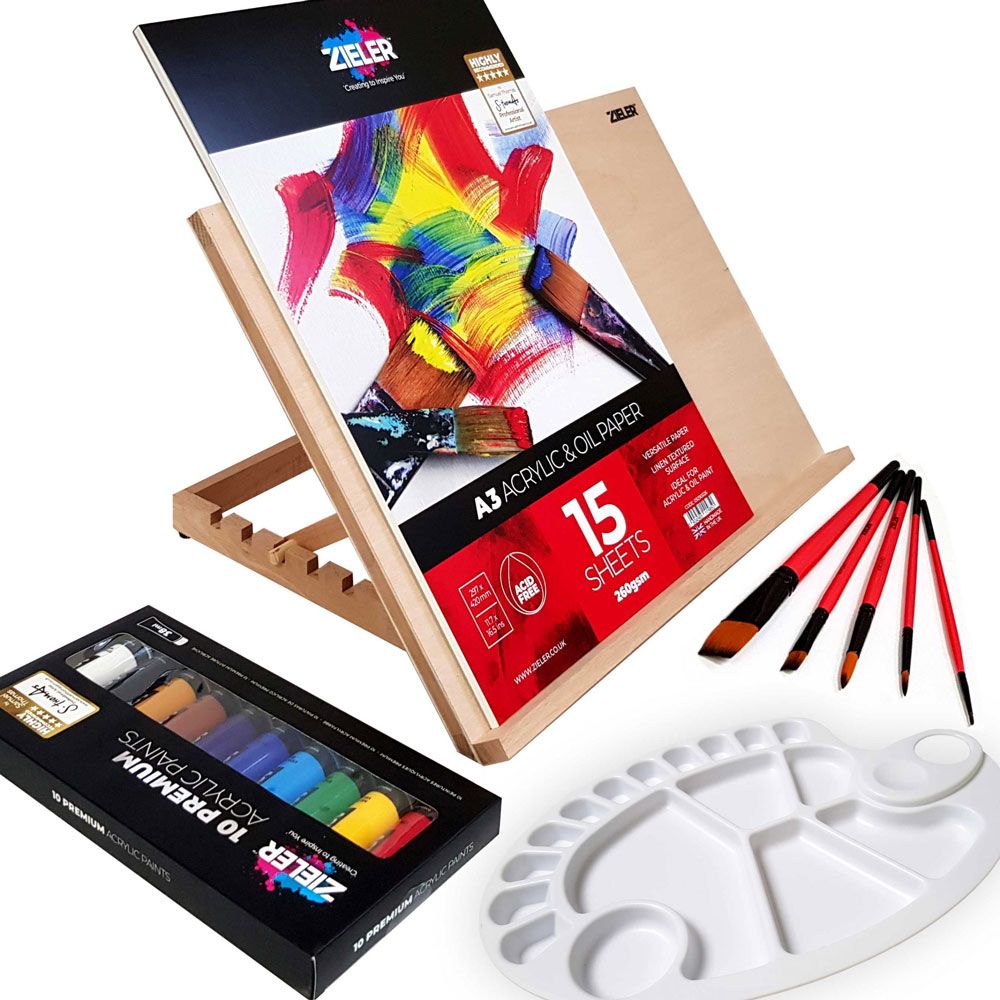 A3 Easel & Watercolour Art Gift Set - by Zieler