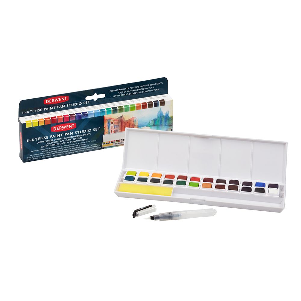 Daler Rowney Aquafine Watercolour Paint 24 Half Pan Set –