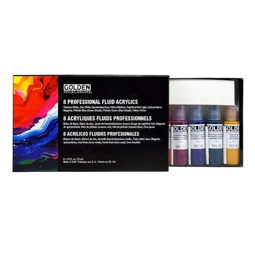 ruri\'s golden acrylics fluid interference acrylics set 8 colors