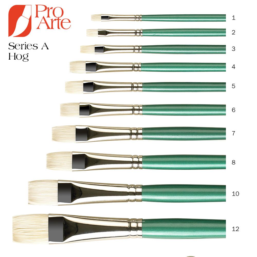 Pro Arte Series A Hog Short Flat (Bright) Oil Brush | Bromleys Art Supplies