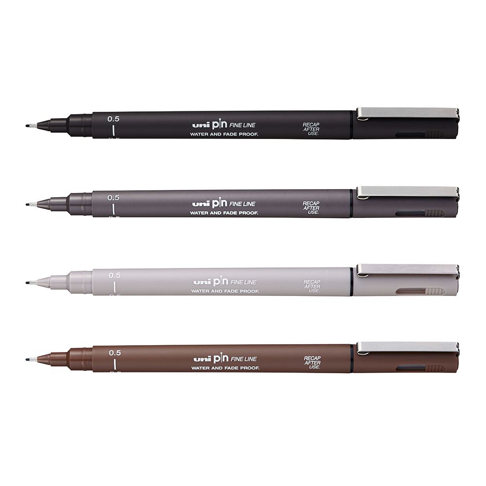 Uni-ball PIN Fine Line Pens - Black, Sepia and Grey